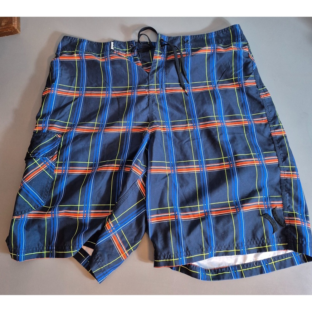Hurley Mens Board Shorts Size 38 Multicolored Plaid 10" Inseam